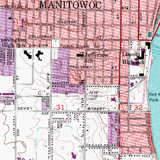 Topographic Map of Saint Francis Xavier School, WI