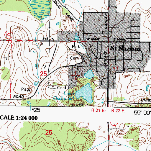 Topographic Map of Saint Gregory Cemetery, WI
