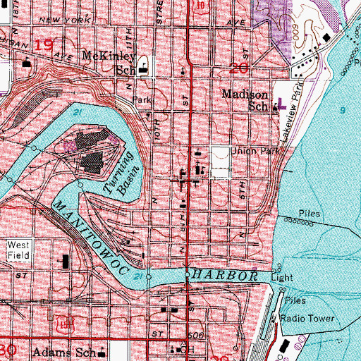 Topographic Map of Saint James Episcopal Church, WI