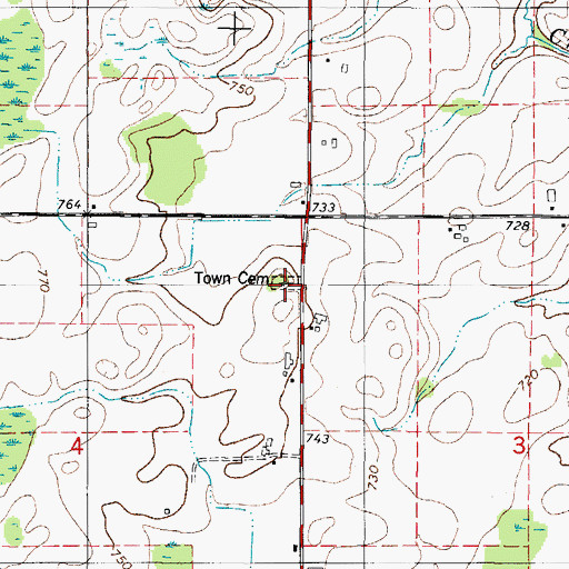 Topographic Map of Saint Johns Cemetery, WI