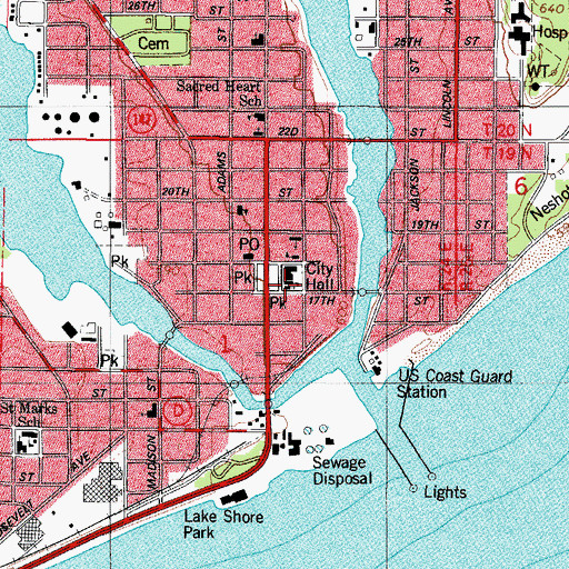 Topographic Map of Saint Johns Evangelical Lutheran Church, WI