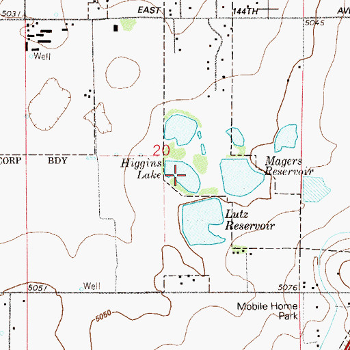 Topographic Map of Higgins Lake, CO