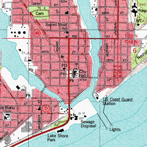 Topographic Map of Saint Johns Lutheran Grade School, WI