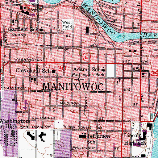 Topographic Map of Saint Johns United Church of Christ, WI
