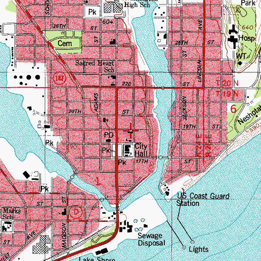 Topographic Map of Saint Lukes Roman Catholic Church, WI