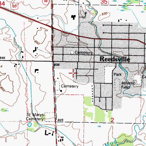 Topographic Map of Saint Marys and Saint Patricks Church, WI
