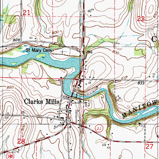 Topographic Map of Saint Marys Church, WI