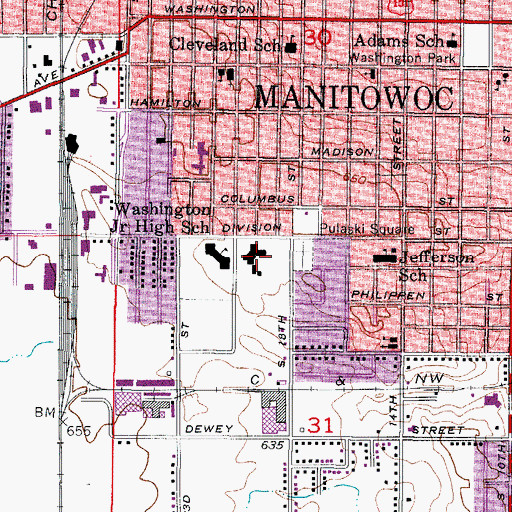 Topographic Map of Saint Marys Home for the Aged, WI