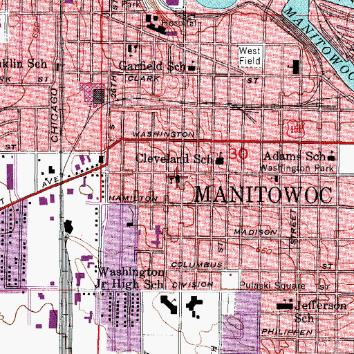 Topographic Map of Saint Marys Roman Catholic Church, WI