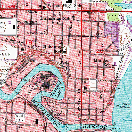 Topographic Map of Saint Pauls Lutheran Church, WI