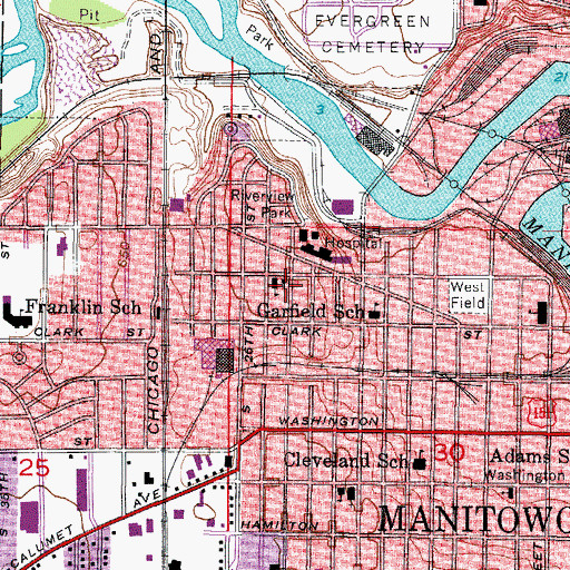Topographic Map of Saint Pauls Roman Catholic Church, WI