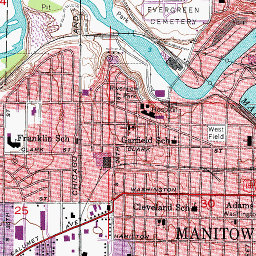 Topographic Map of Saint Pauls School, WI