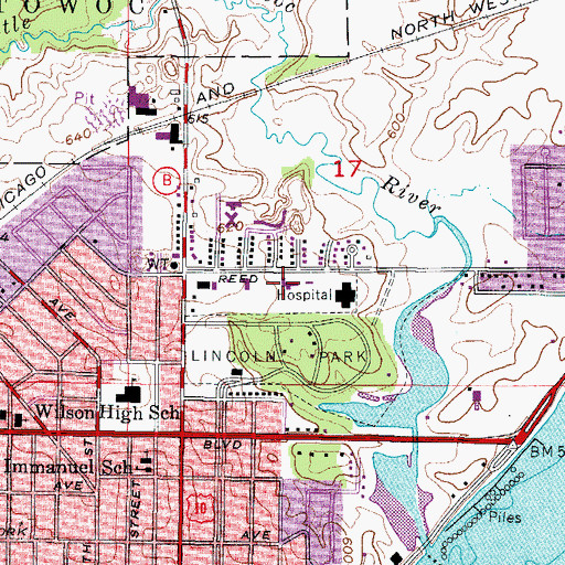 Topographic Map of Saint Pauls United Methodist Church, WI