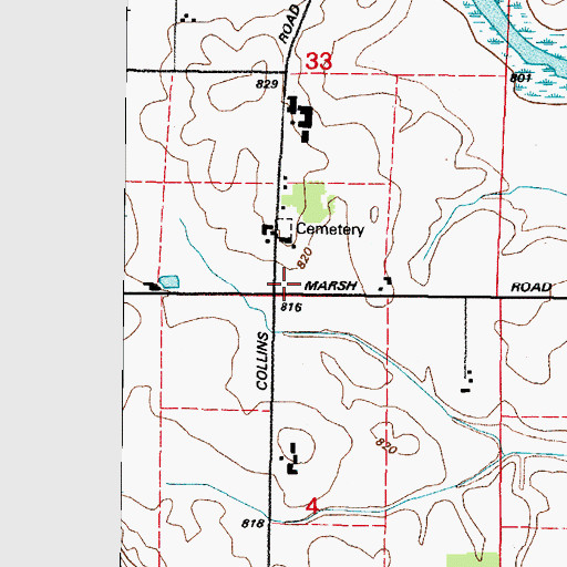 Topographic Map of Saint Peter Evangelical Lutheran Cemetery, WI