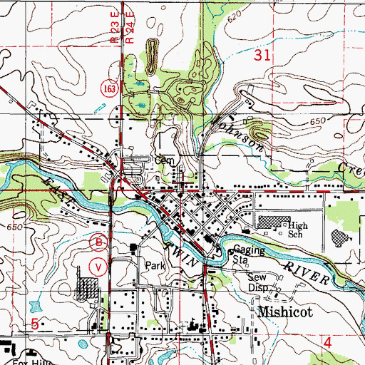 Topographic Map of Saint Peters Lutheran Church, WI