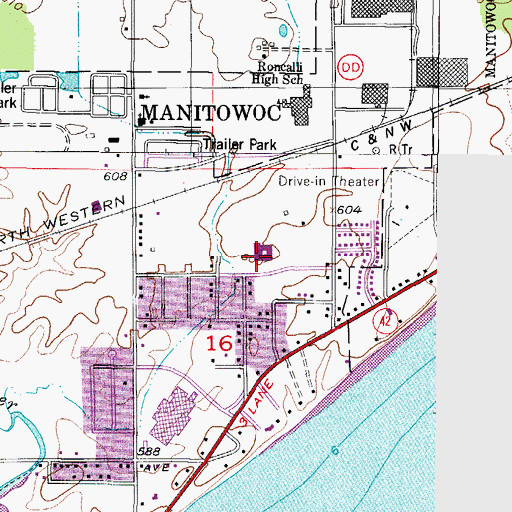 Topographic Map of Stangel Elementary School, WI