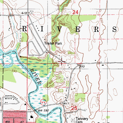 Topographic Map of Tannery School (historical), WI