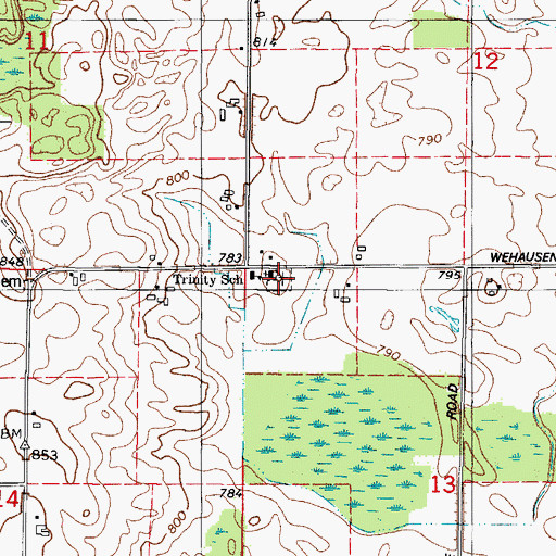 Topographic Map of Trinity Lutheran Cemetery, WI