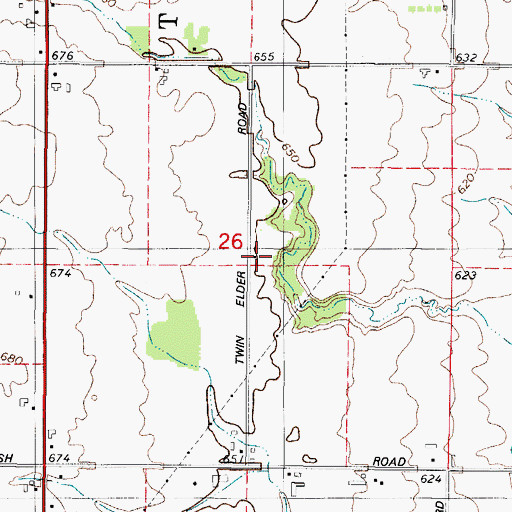 Topographic Map of Twin Elder School (historical), WI