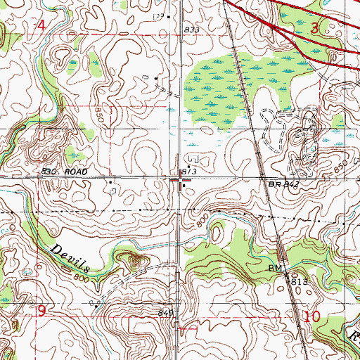Topographic Map of Twin River School (historical), WI