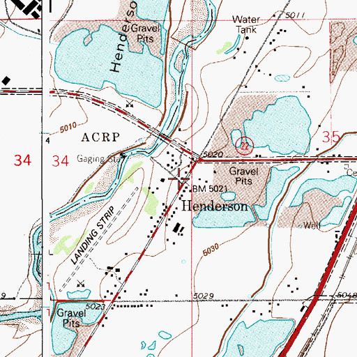Topographic Map of Henderson, CO