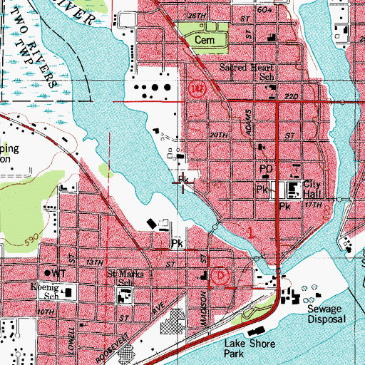 Topographic Map of Veterans Park, WI