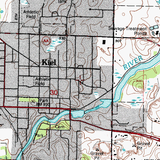 Topographic Map of Zielanis Elementary School, WI