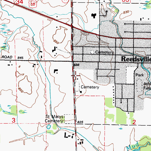 Topographic Map of Zion United Methodist Church, WI