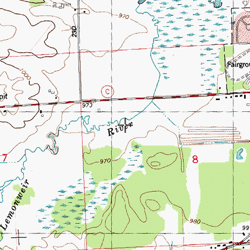 Topographic Map of Assembly of God Church, WI