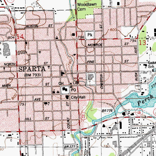 Topographic Map of Beaver Creek Park, WI