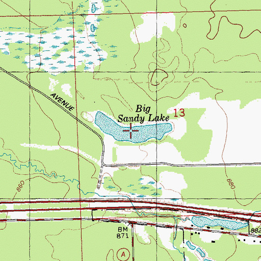 Topographic Map of Big Sandy Lake, WI