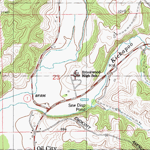 Topographic Map of Brookwood High School, WI