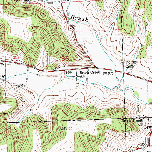 Topographic Map of Brush Creek School, WI