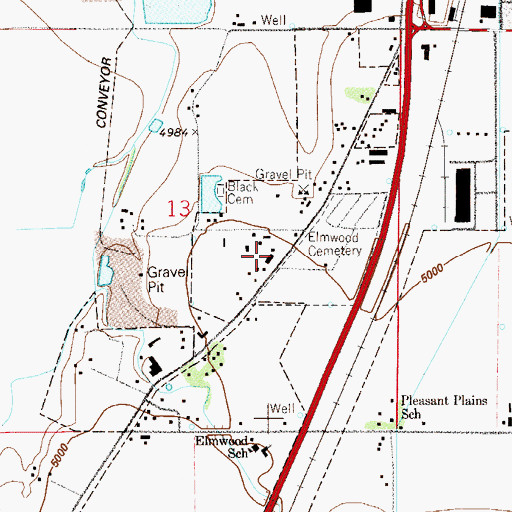 Topographic Map of Elmwood Church, CO