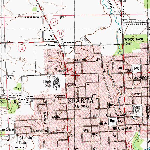 Topographic Map of Calvary Baptist Church, WI