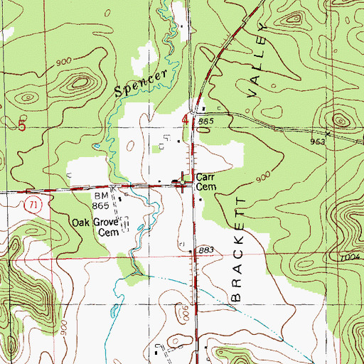 Topographic Map of Carr Cemetery, WI