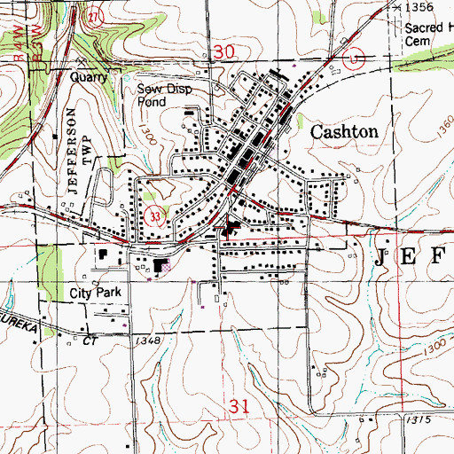 Topographic Map of Cashton High School, WI