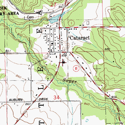 Topographic Map of Cataract Elementary School, WI