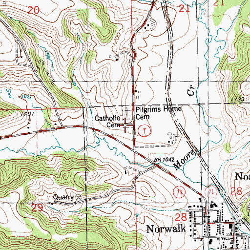 Topographic Map of Catholic Cemetery, WI