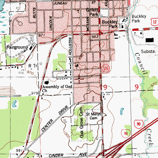 Topographic Map of Church of Christ, WI