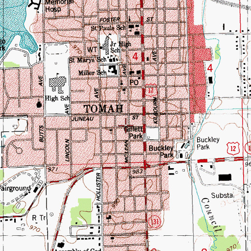 Topographic Map of Church of God (historical), WI