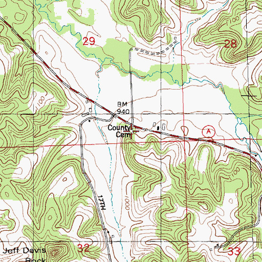 Topographic Map of County Cemetery, WI