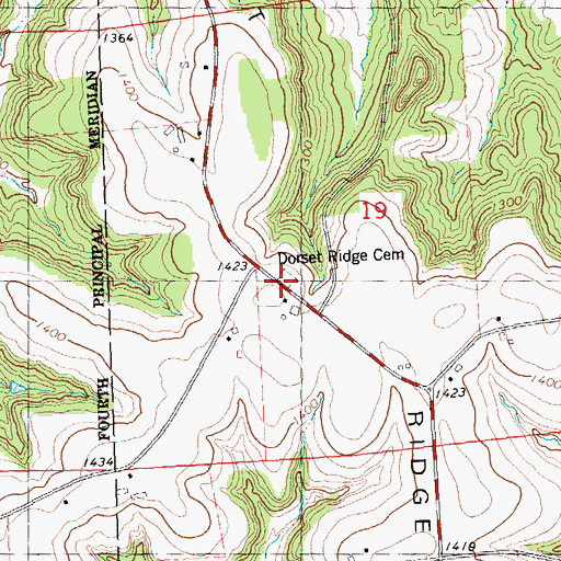Topographic Map of Dorset Ridge Cemetery, WI