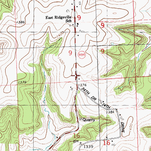 Topographic Map of East Ridgeville Parochial School, WI