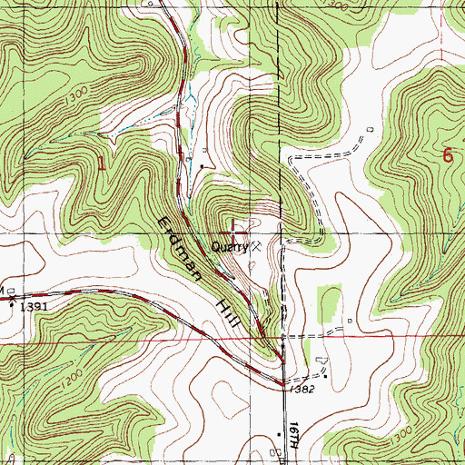 Topographic Map of Erdman Hill, WI