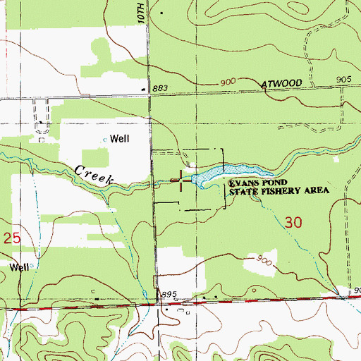 Topographic Map of Evans Pond State Fishery Area, WI