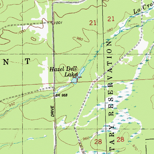 Topographic Map of Hazel Dell Lake, WI