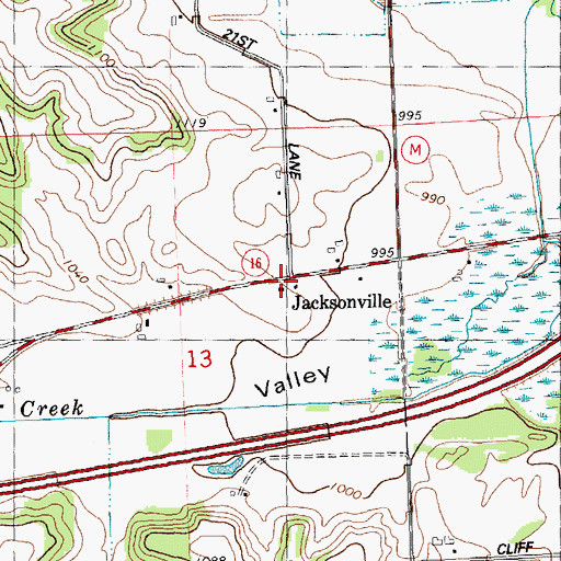 Topographic Map of Jacksonville, WI