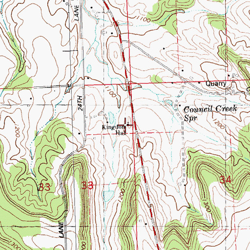 Topographic Map of Kingdom Hall, WI