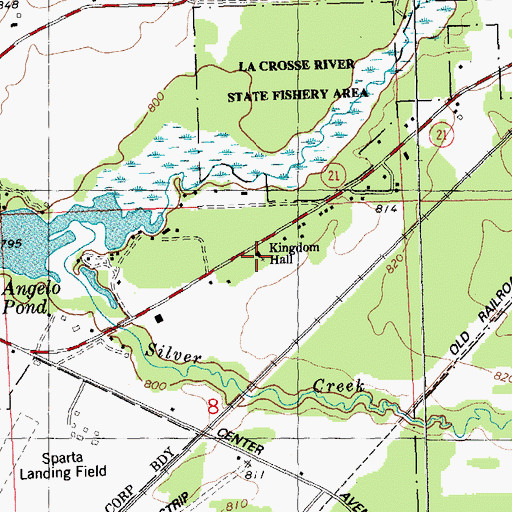 Topographic Map of Kingdom Hall, WI